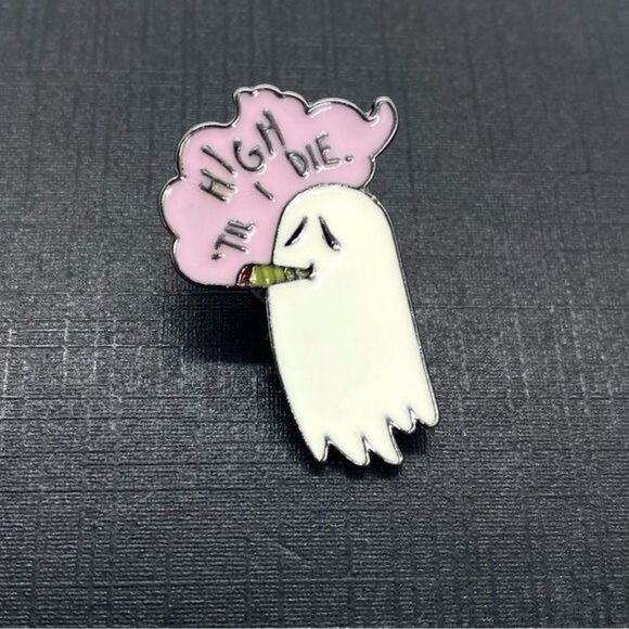 Stoner Halloween Enamel Ghost Pin - Picture 2 of 3